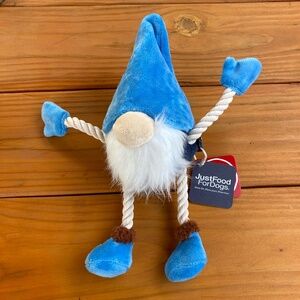 NWT P.LA.Y. Gnome Dog Rope Crinkle Toy with "Just Food For Dogs" Branding
